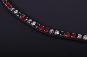 Naczółek do ogłowia PresTeq "FaySport ShineBright" black/ burgundy