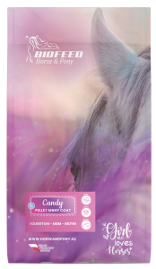Granulat poprawiający stan sierści i skóry BIOFEED Horse & Pony "Candy Pellet Shiny Coat" 25 kg