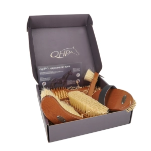Zestaw szczotek do sierści, grzywy i ogona QHP "Royal" dark brown 24h