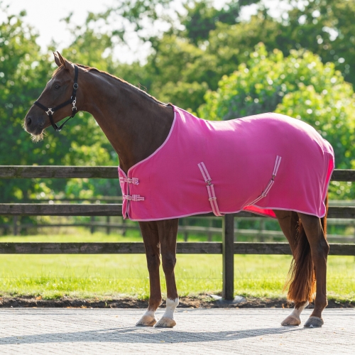 Derka polarowa z pasami QHP Color fuchsia