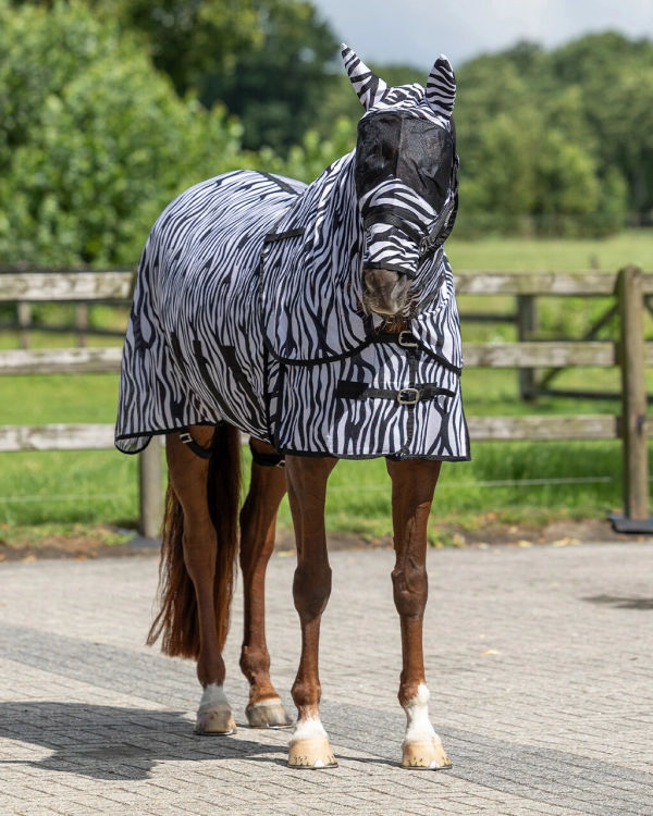 Derka siatkowa z kapturem i maską QHP Anti Fly zebra