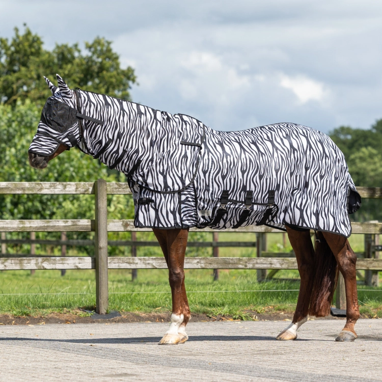 Derka siatkowa z kapturem i maską QHP Anti Fly zebra