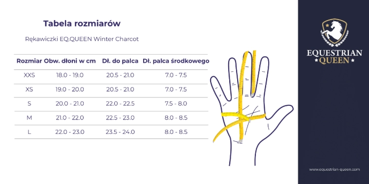 Rękawiczki zimowe EQUESTRIAN QUEEN Winter Charcot