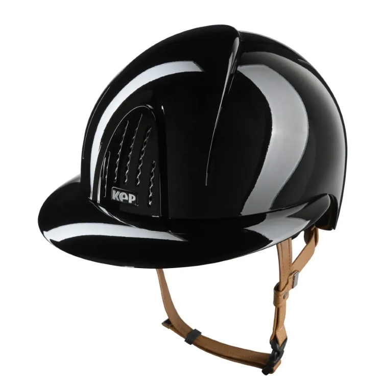 Kask-KEP-Smart-Nova-Metal-Polish-Polo-Visor-black-beige-chinstrap-01.webp