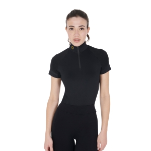 Koszulka EQUESTRO "Donna Slim Fit" black-yellow