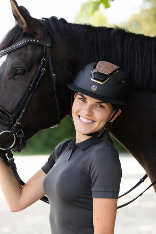 Kask jeździecki Covalliero Elite Polo Rose Gold.jpg