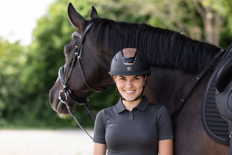 Kask jeździecki Covalliero Elite Polo Rose Gold.jpg
