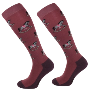 Skarpety COMODO "Rocking Horse Konik na Biegunach" bordo