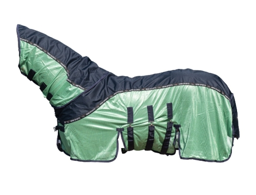 Derka-siatkowa-z-kapturem-HKM-Comfort-Rain-granatowy-zielony