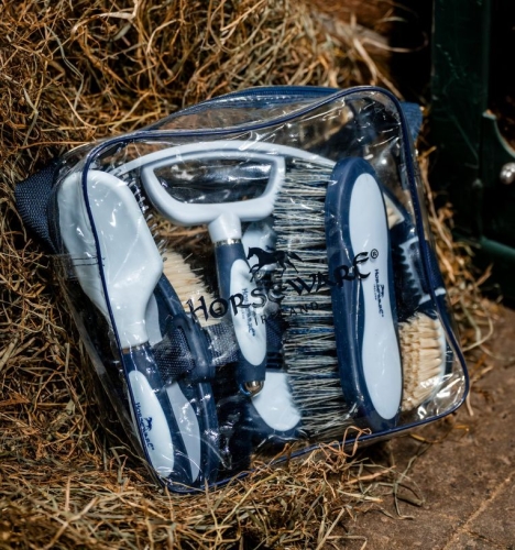 Zestaw szczotek do pielęgnacji HORSEWARE Newmarket navy