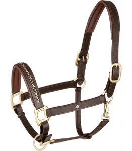 Kantar skórzany WALDHAUSEN "X-Line Crystal" brown/gold