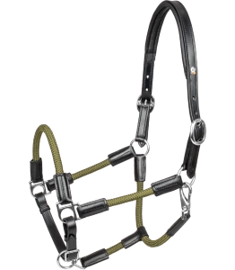 Kantar skórzany WALDHAUSEN "X-Line Leather Nevada" black/green