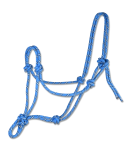 Kantar sznurkowy WALDHAUSEN "Knotted Halter" azure blue/brown