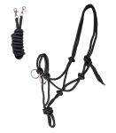 Kantar sznurkowy z wodzami WALDHAUSEN "Knotted Halter with Reins" black