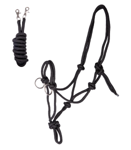 Kantar sznurkowy z wodzami WALDHAUSEN "Knotted Halter with Reins" black