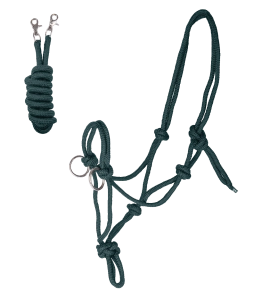 Kantar sznurkowy z wodzami WALDHAUSEN "Knotted Halter with Reins" fir green