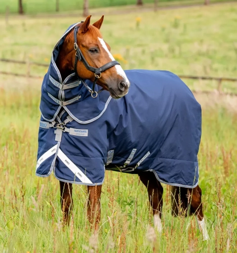 Derka-padokowa-z-kapturem-HORSEWARE-Rhino-Plus-1000D-100g-navy-titanium-grey