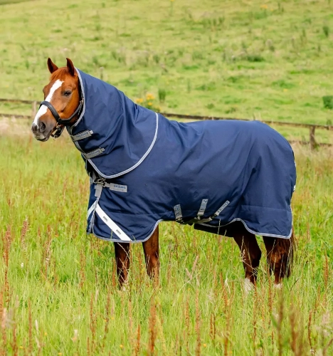 Derka-padokowa-z-kapturem-HORSEWARE-Rhino-Plus-1000D-100g-navy-titanium-grey