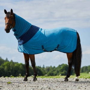 Derka polarowa z kapturem  HORZE "Turin" petrol blue 