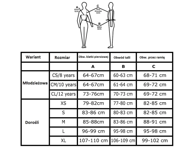 START-kamizelka-ochronna-dla-dzieci-size