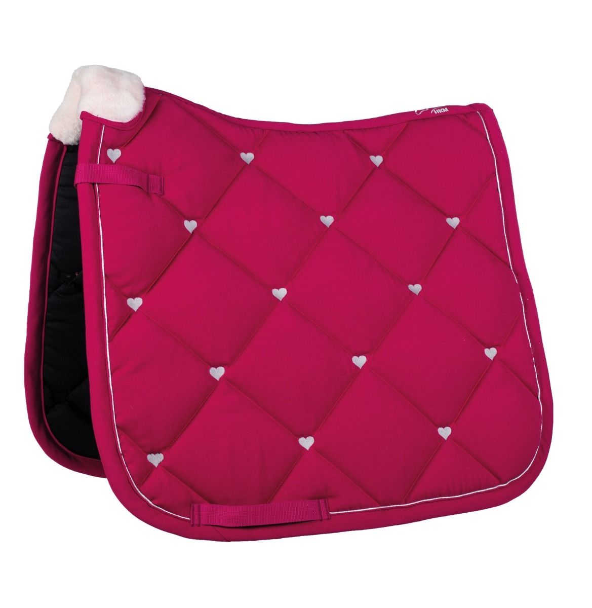 HKM Sweet Valentine – Capuche Anti-mouches D'équitation Rose Et Argent, Brodée Cœur, Taille Unique